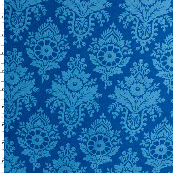 Full Bloom Blue Lulu Cotton Woven from FIGO #32115 Fabric By The Yard