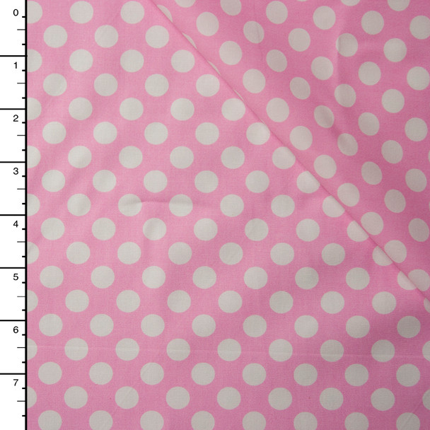 Pink and White Dots Lightweight Cotton Poplin