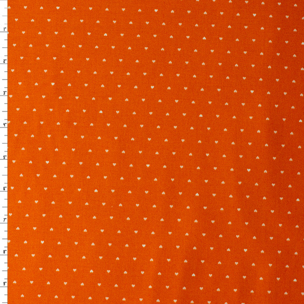 Joyful June Orange Ditsy Hearts Cotton Woven from FIGO #32123 Fabric By The Yard