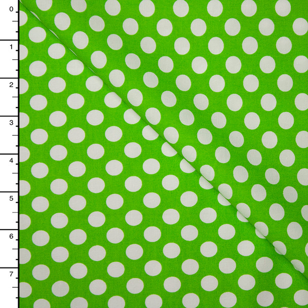 Lime and White Dots Lightweight Cotton Poplin