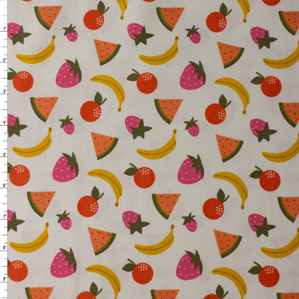 Joyful June Cream Fruits Cotton Woven from FIGO #32133 Fabric By The Yard