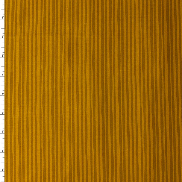 Joyful June Ochre Stripe Cotton Woven from FIGO #32137 Fabric By The Yard