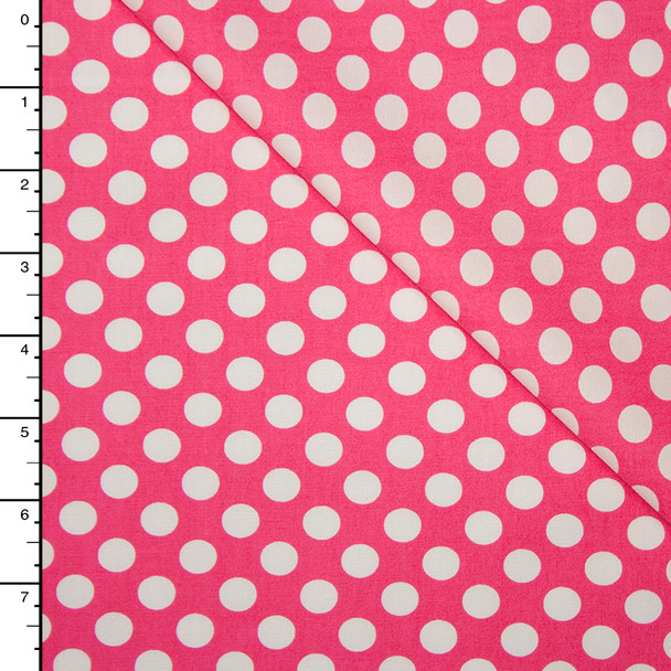 Hot Pink and White Dots Lightweight Cotton Poplin