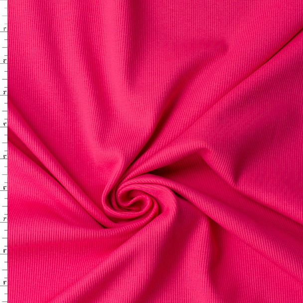 Bright Pink Peached Stretch Rib from ‘Beyond Yoga’ #32157 Fabric By The Yard