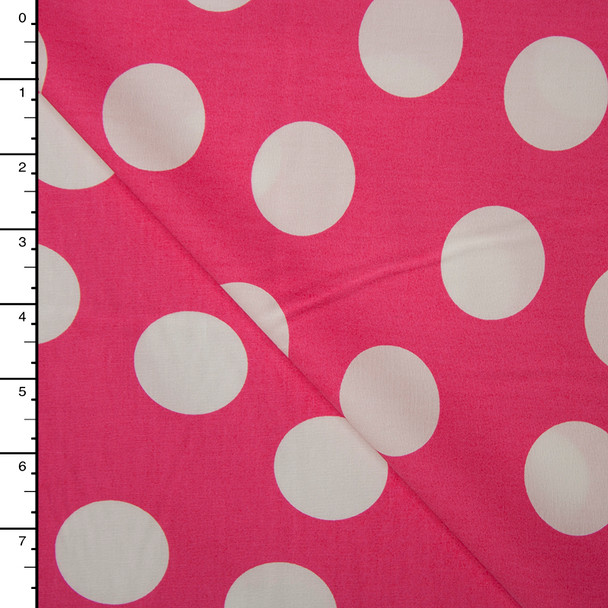 White on Hot Pink Jumbo Dots Lightweight Cotton Poplin