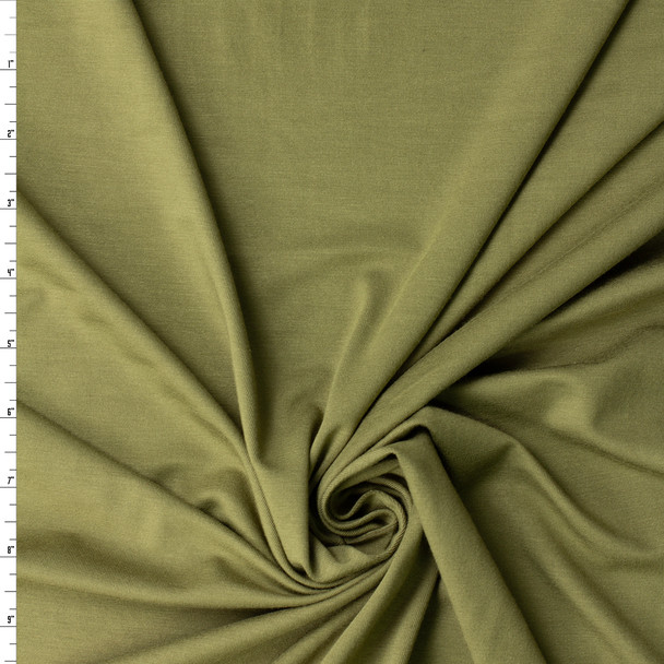 Soft Olive Green Heavyweight Stretch Rayon/Spandex Jersey #32185 Fabric By The Yard