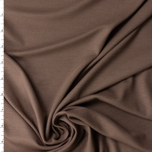 Bark Heavy 2x1 Rayon/Spandex Rib Knit #32206 Fabric By The Yard