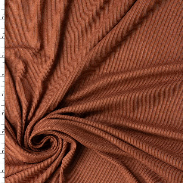 Coffee Heavy 2x1 Rayon/Spandex Rib Knit #32207 Fabric By The Yard
