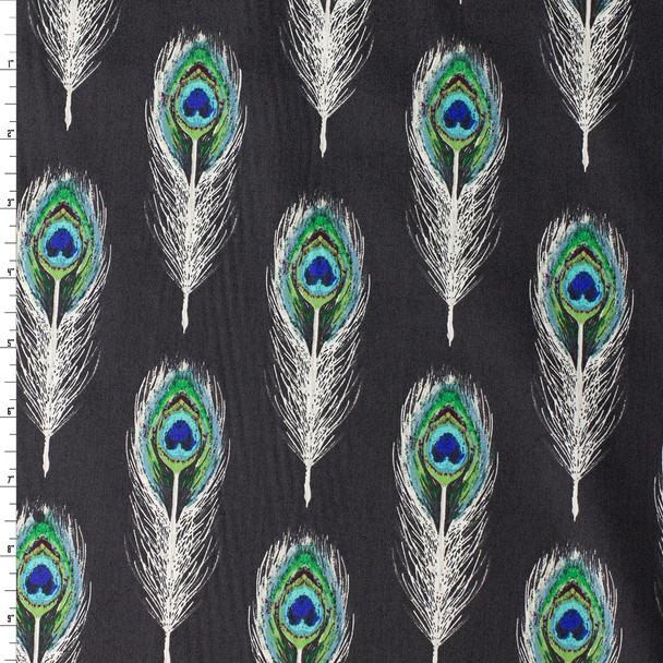 Decadence — DCD-31003 — Plumage Mirrors Noir Cotton Poplin from Art Gallery Fabrics #32212 Fabric By The Yard