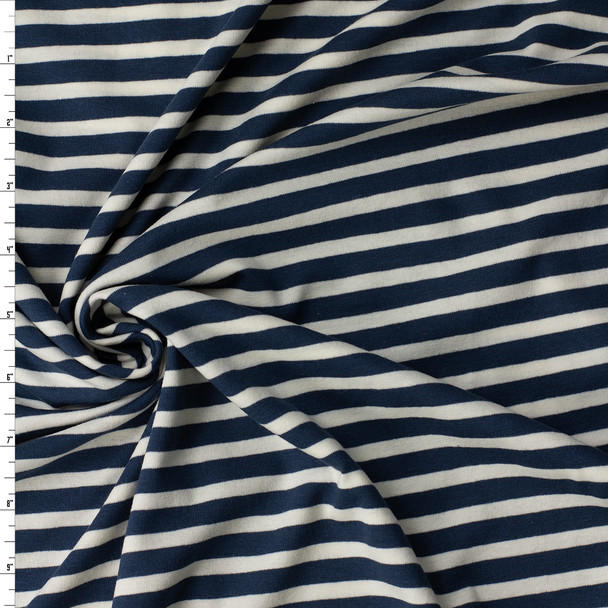 Striped Alike Blue Stretch Cotton Jersey Knit from Art Gallery Fabrics #32304 Fabric By The Yard