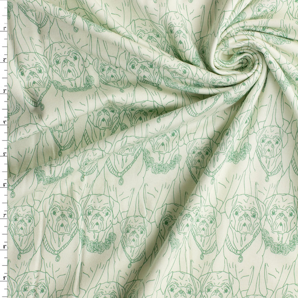 Pugville Vert Stretch Cotton Jersey Knit from Art Gallery Fabrics #32315 Fabric By The Yard