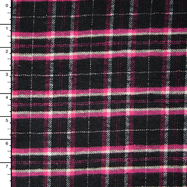 Hot Pink, Black, Silver, and White Plaid Flannel