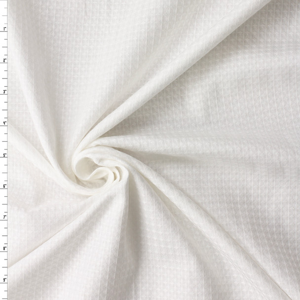 White Woven Cotton Waffle #32392 Fabric By The Yard