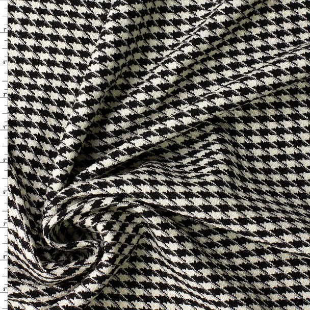Black and White Houndstooth Poly/Rayon Tweed #32404 Fabric By The Yard