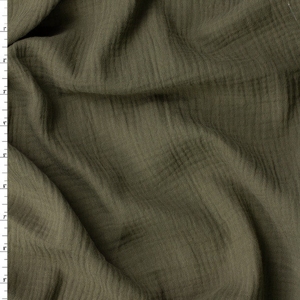 Olive Green Cotton Double Gauze #32407 Fabric By The Yard