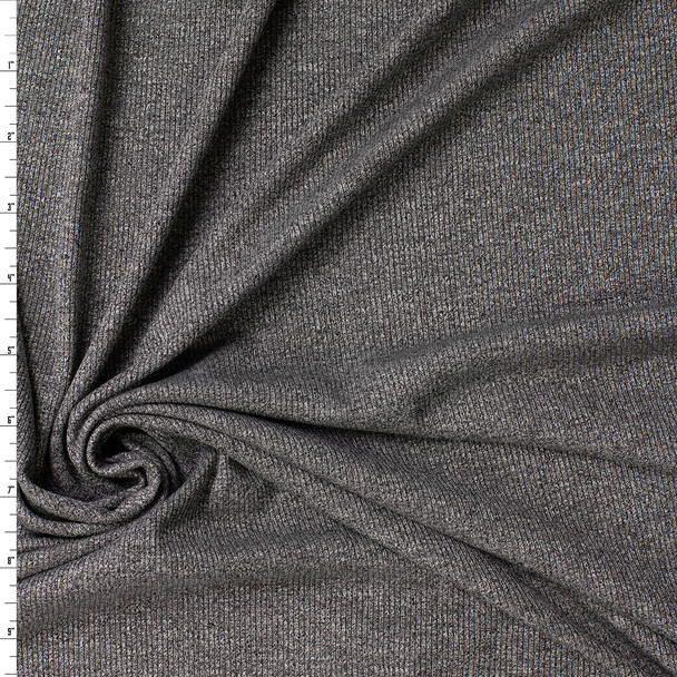 Heather Charcoal Rayon/Spandex Mini Fashion Rib Knit #32430 Fabric By The Yard