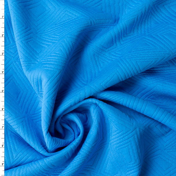 turquoise Geo Quilted Look Double Knit #32437 Fabric By The Yard