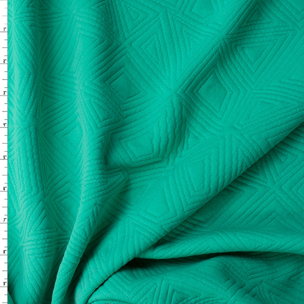 Mint Green Geo Quilted Look Double Knit #32438 Fabric By The Yard