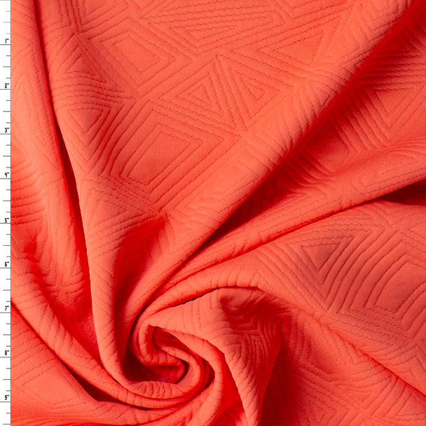 Coral Geo Quilted Look Double Knit #32439 Fabric By The Yard