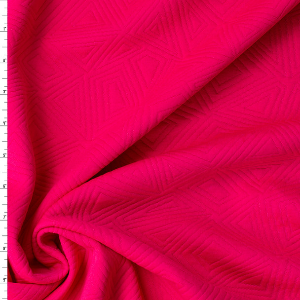Hot Pink Geo Quilted Look Double Knit #32442 Fabric By The Yard