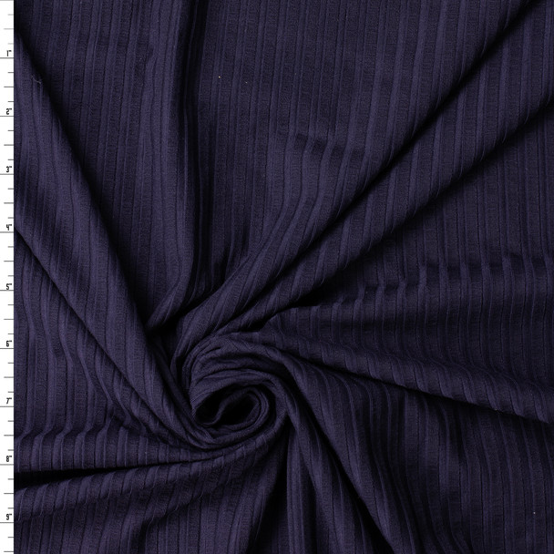 Navy Blue Rayon/Spandex 8x8 Fashion Rib Knit #32445 Fabric By The Yard