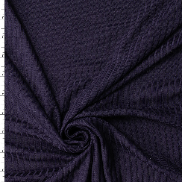 Navy Blue Rayon/Spandex 4x2 Fashion Rib Knit #32446 Fabric By The Yard