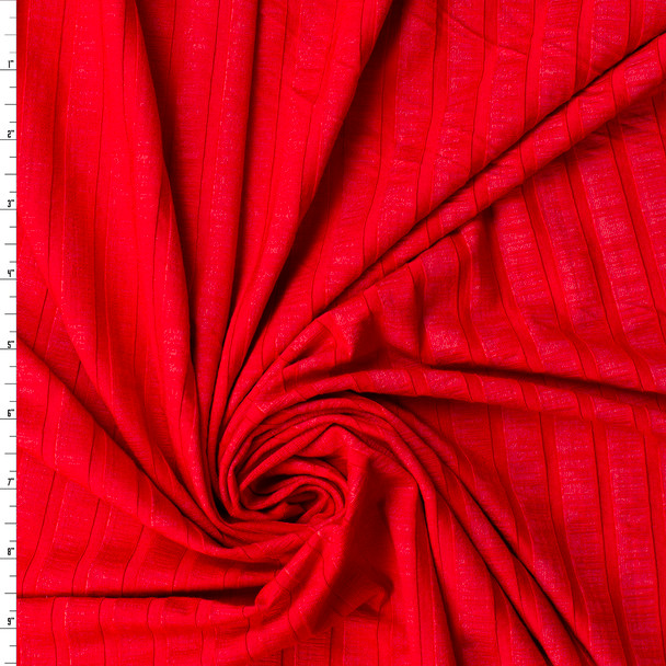 Red Rayon/Spandex Wide Fashion Rib Knit #32453 Fabric By The Yard