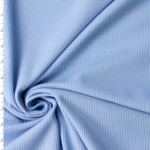 Baby Blue Stretch Midweight Cotton Waffle Knit #32460 Fabric By The Yard