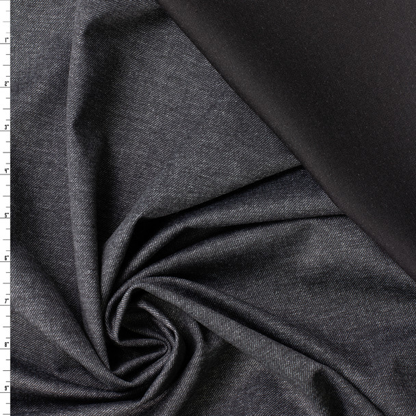 Black/Charcoal Denim Look Reversible Ponte De Roma #32461 Fabric By The Yard