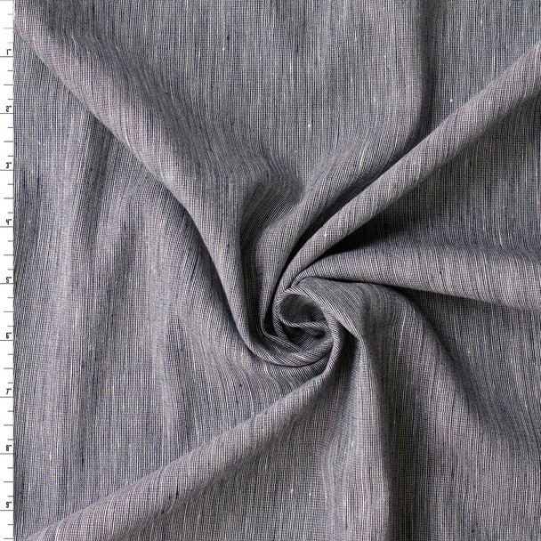 Navy and White Micro Horizontal Stripe Marabella Stretch Linen/Viscose #32479 Fabric By The Yard