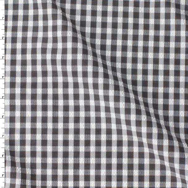 Black, Grey, and White Plaid Seersucker #32507 Fabric By The Yard