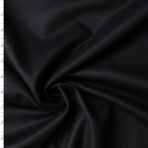 Black Brushed Twill Weave Wool Blend #32549 Fabric By The Yard