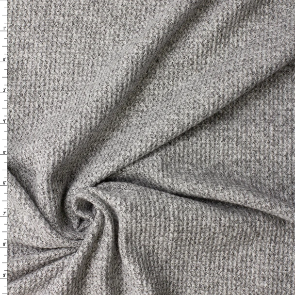 Medium Grey Melange Brushed Waffle Knit #32575 Fabric By The Yard