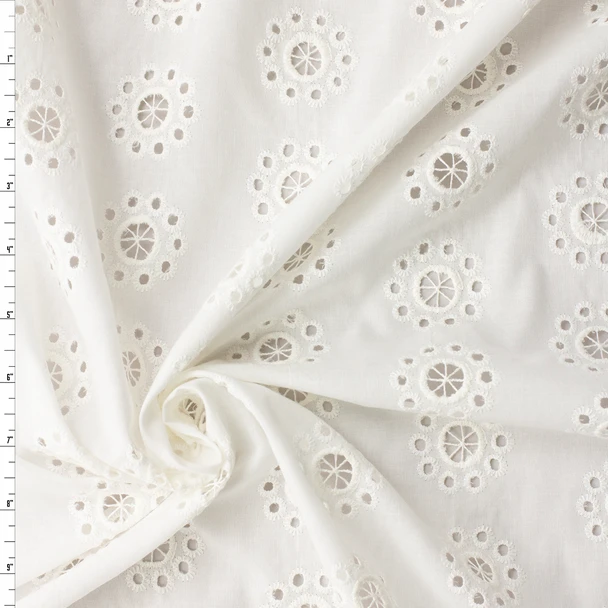 Eyelet Medallions Italian Embroidered Cotton Lawn #32586 Fabric By The Yard