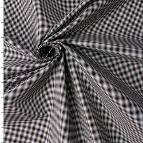 Black and White Micro Houndstooth Heavyweight Italian Cotton Poplin #32648 Fabric By The Yard