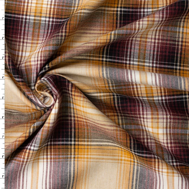 Autumn Wine Plaid Italian Cotton Flannel #32675 Fabric By The Yard