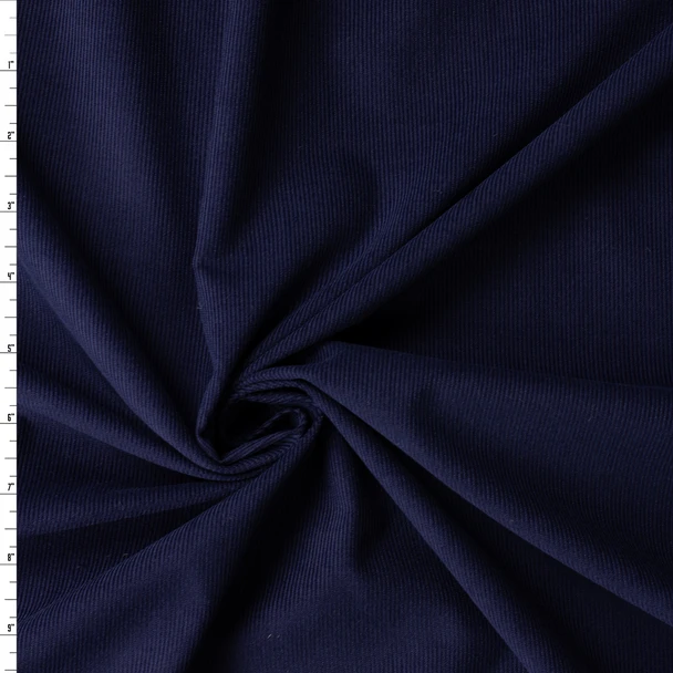 Navy Italian 16 Wale Corduroy #32709 Fabric By The Yard
