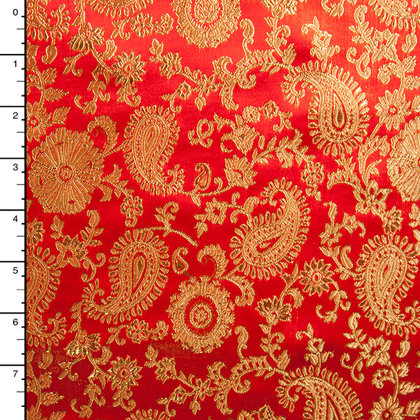 Gold and Red Paisley Designer Brocade