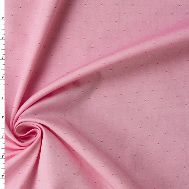 Pink Dobby Dot Japanese Cotton Shirting #32765 Fabric By The Yard