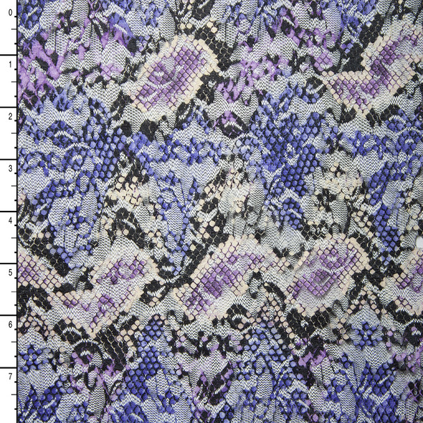 Purple and Black Snake Print Floral Lace
