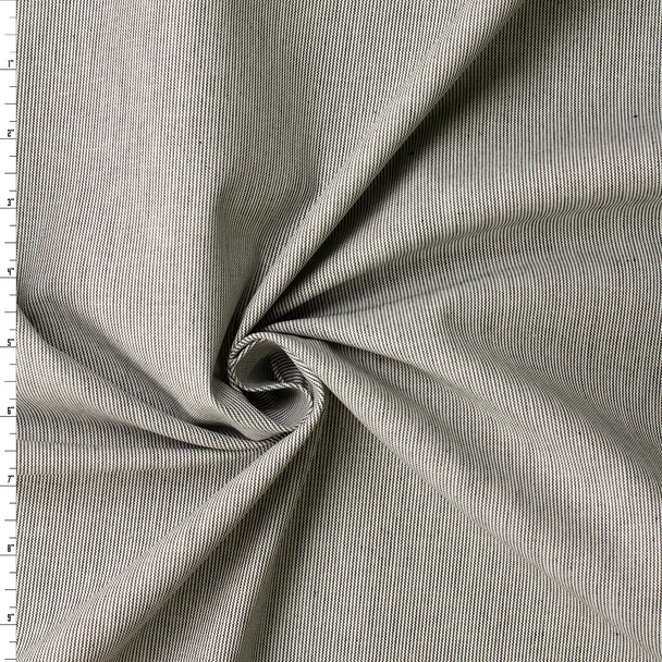 Black and Ivory Vertical Micro Stripe 6.3oz. Stretch Twill #32945 Fabric By The Yard