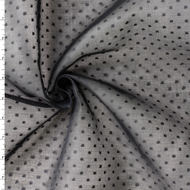 Black on Black Clip Dot Cotton Organdy #32964 Fabric By The Yard