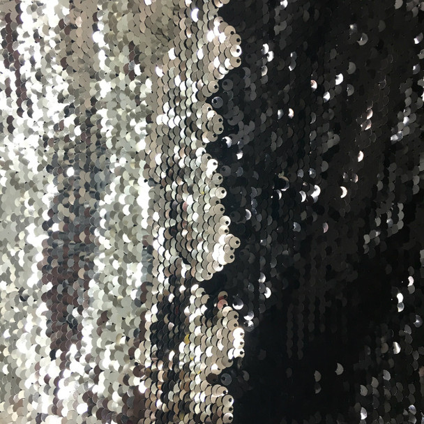 Black and Silver Reversible Two Tone Sequin Fabric