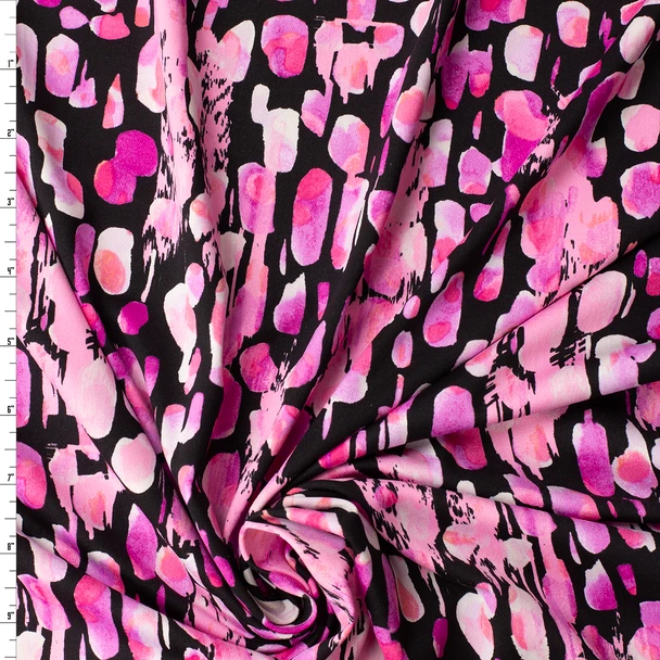 Pink and Purple Painterly Abstract Stretch Athletic Knit #33029 Fabric By The Yard