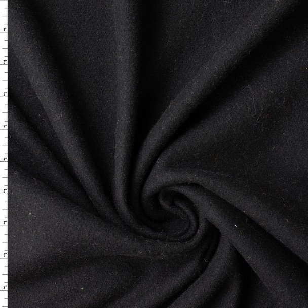Black Poly/Wool Melton #33036 Fabric By The Yard