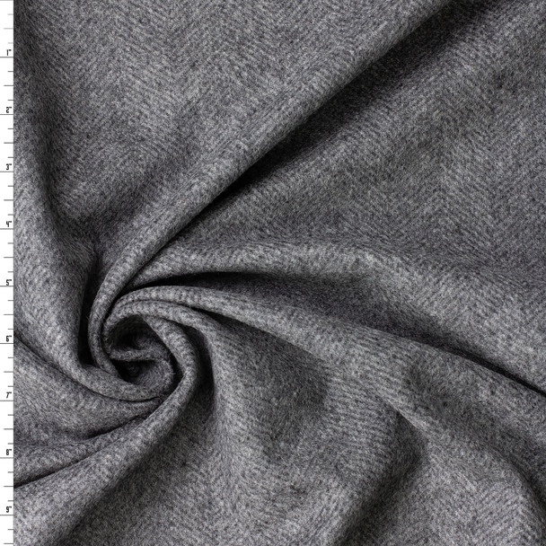 Grey Herringbone Brushed Wool Coating #33037 Fabric By The Yard