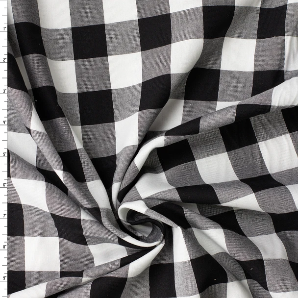 Black and White Plaid Cotton Poplin #33054 Fabric By The Yard