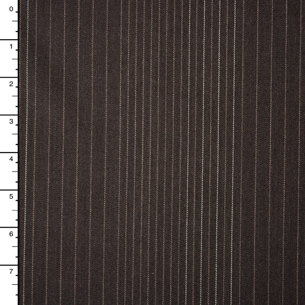 Brown Pinstripe Stretch Wool Blend