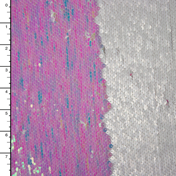White/Iridescent Reversible Two Tone Sequin Fabric