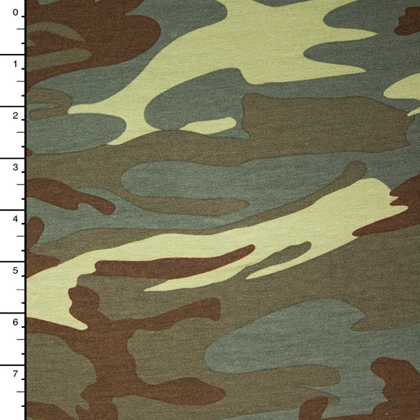 Olive and Brown Camouflage Stretch Jersey Knit